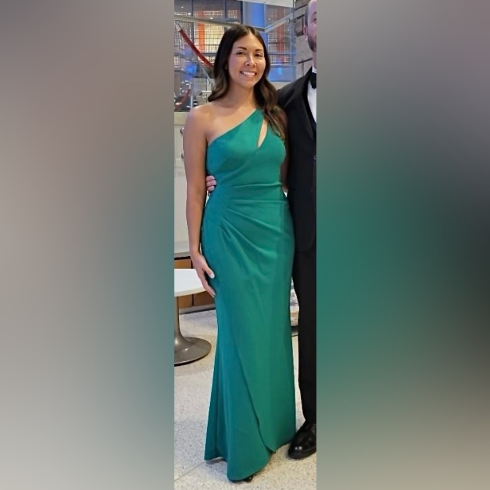 “True” long one shoulder side ruche dress - Picture 4 of 5